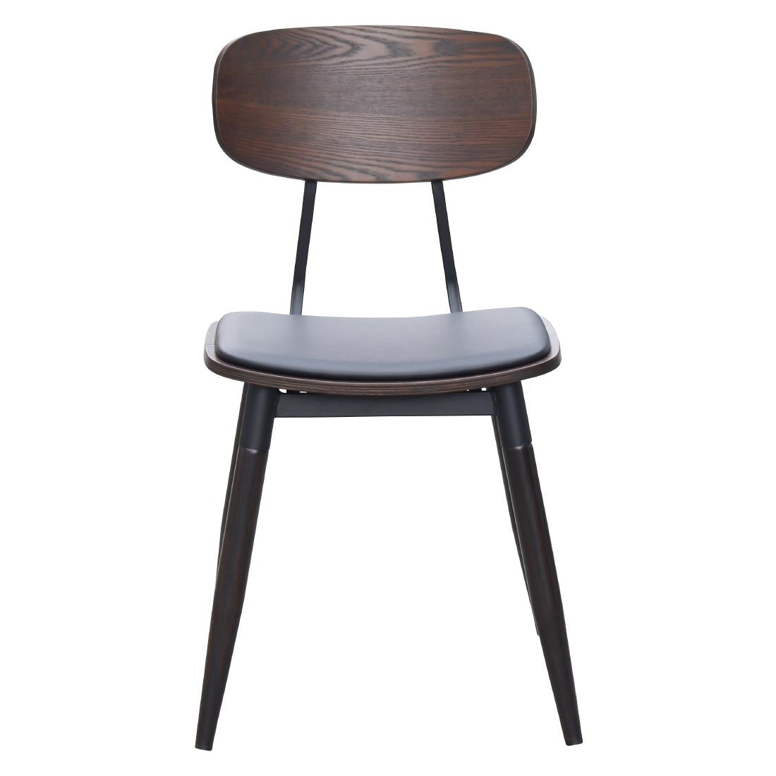 Durafurn Austin Chair Black PU Vinyl Seat & Wenge Backrest (2 Pack) (Seat Height: 450mm. Black PU Vinyl Seat & Wenge Backrest. 2 Pack) • PAS-JC272