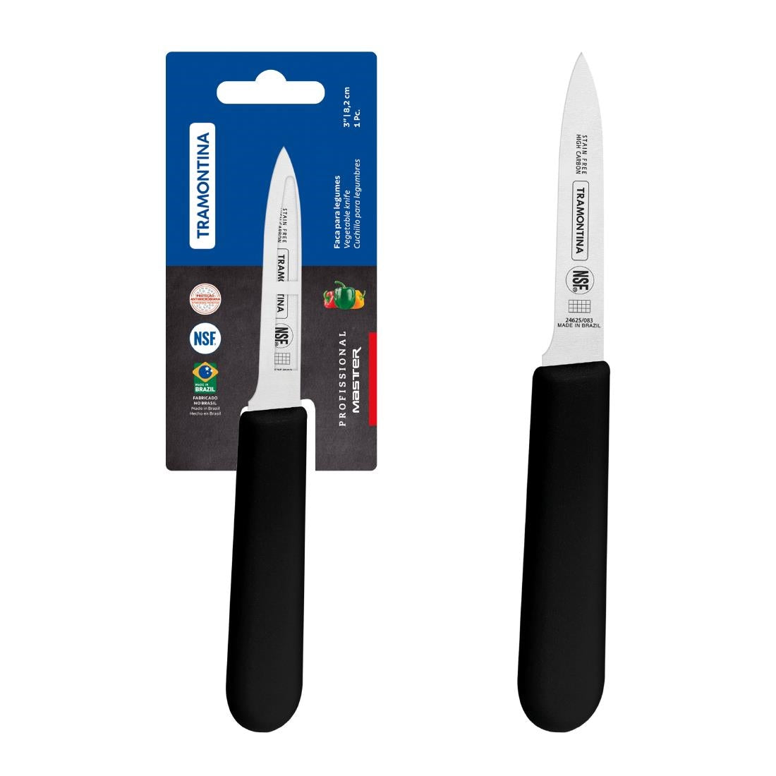 Tramontina Professional Master Black Paring Knife Straight 80mm • PAS-JD845