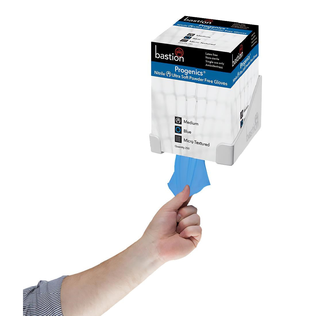 Single Progenics Glove Dispenser Wall Bracket - White (Holds 1 Box) • PAS-JD903