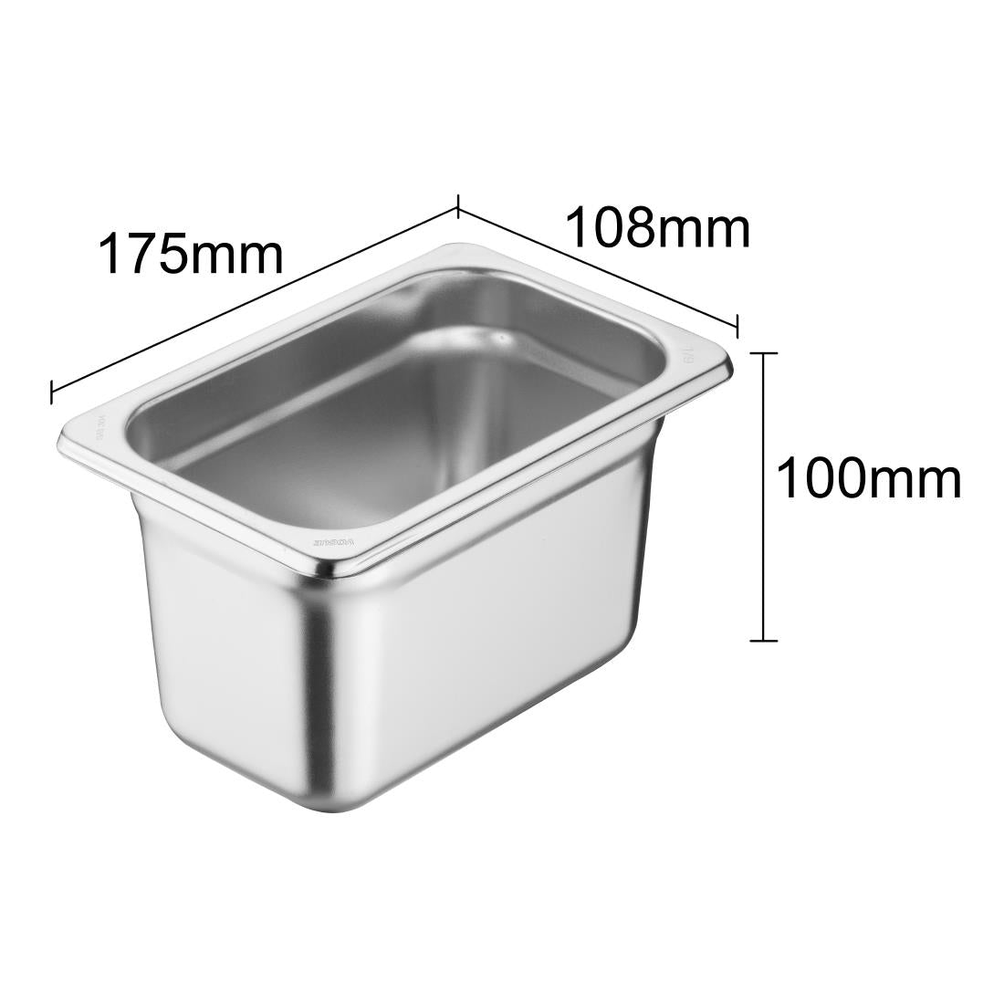 Vogue Heavy Duty Stainless Steel 1/9 Gastronorm Tray 100mm • PAS-JM766