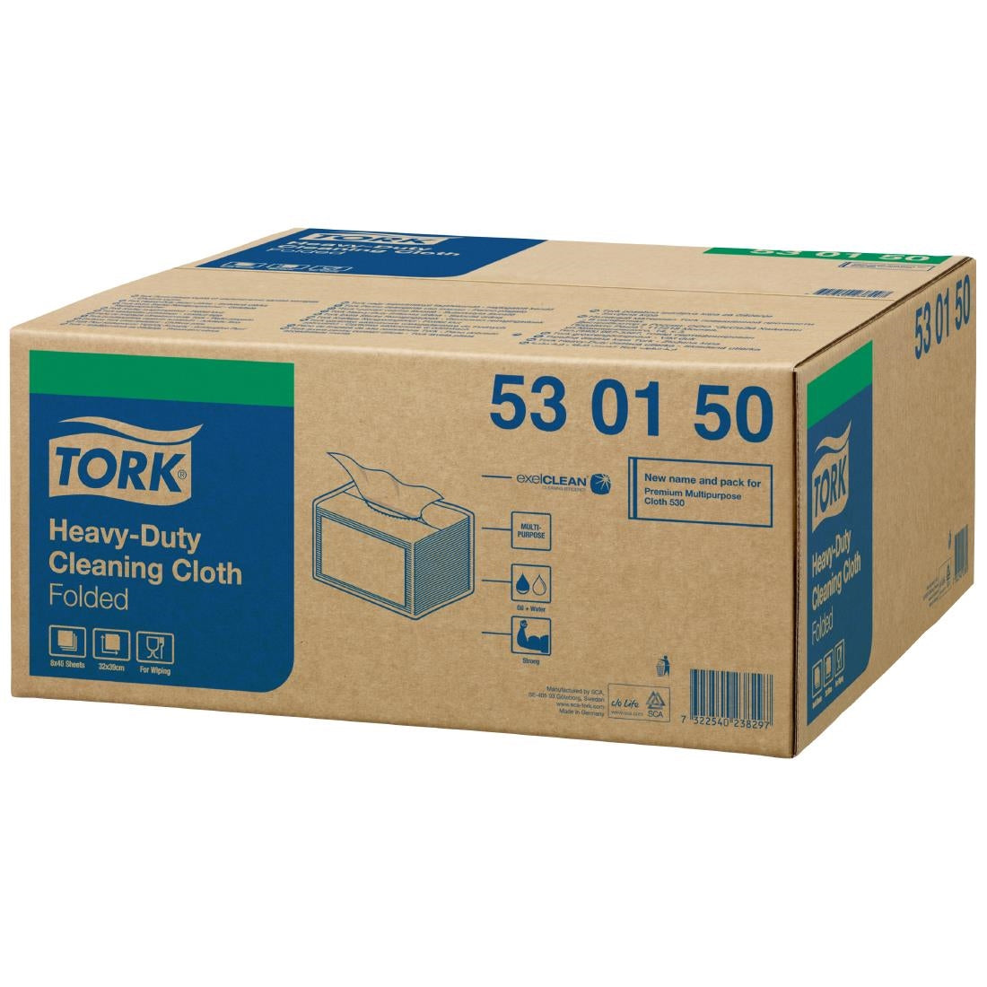 Tork Heavy Duty Cleaning Cloth Small Pack W8 (8 Pack) (Sheet size: 385(L)x315(W)mm.45 sheets per pack. Pack of 8) • PAS-JZ531