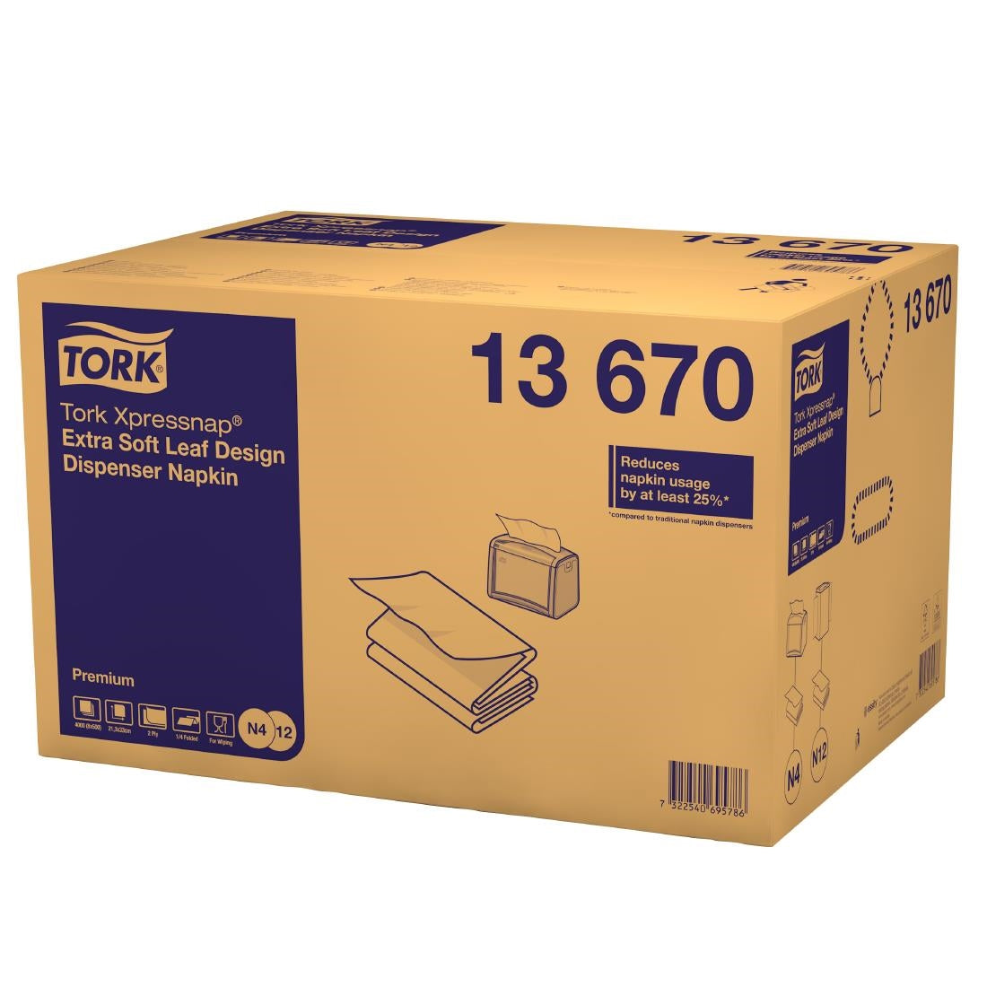 Tork Xpressnap N4 Leaf Image Snack White Dispenser Napkins (8 Pack) (White. 2-ply. Extra Soft. Pack of 8) • PAS-JZ535