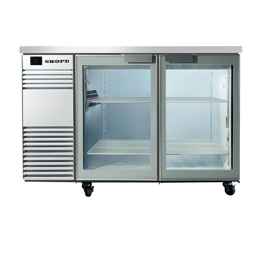 SKOPE BackBar 2 Glass Swing Door Fridge BB.2.GSW White (1028(H)x1480(W)x590(D)mm. R290 refrigerant. 3M1. 2 doors) • PAS-JZ565