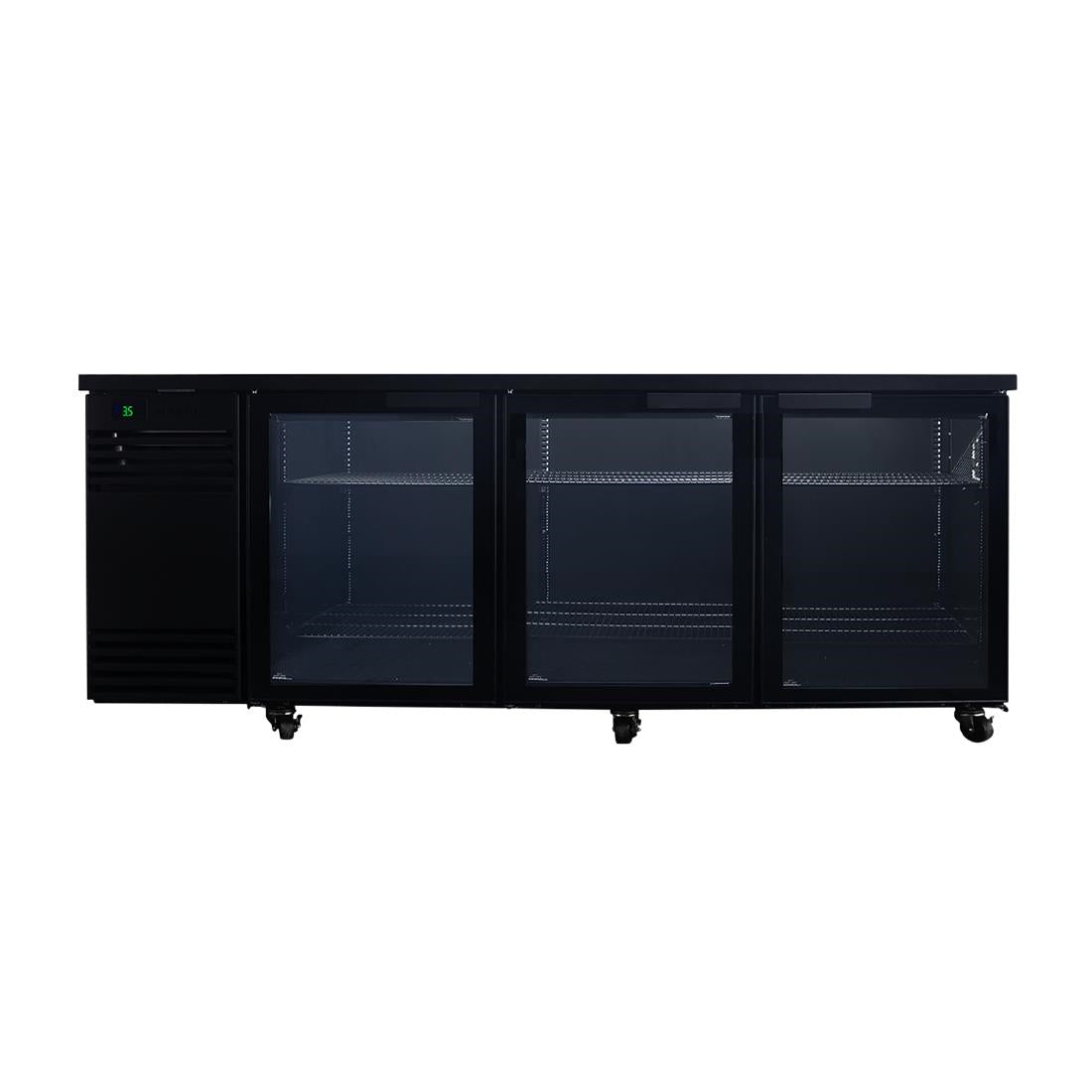 SKOPE BackBar 3 Glass Swing Door SlimLine Fridge SL.3.GSW Black (833(H)x2190(W)x590(D)mm. R290 refrigerant. 3 doors) • PAS-JZ569