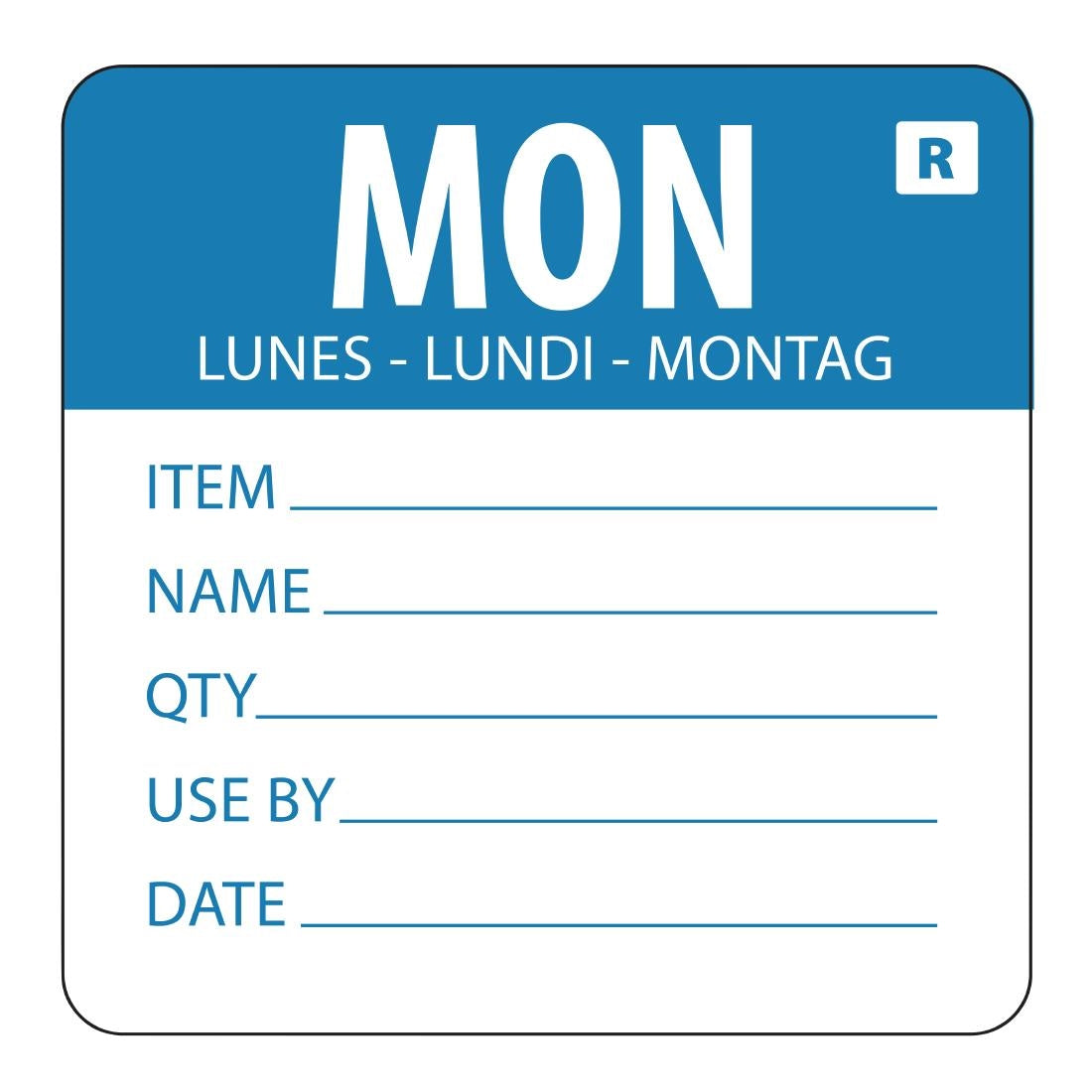 Hygiplas Removable Day of the Week Label Monday (500 Pack) (Pack of 500) • PAS-L066