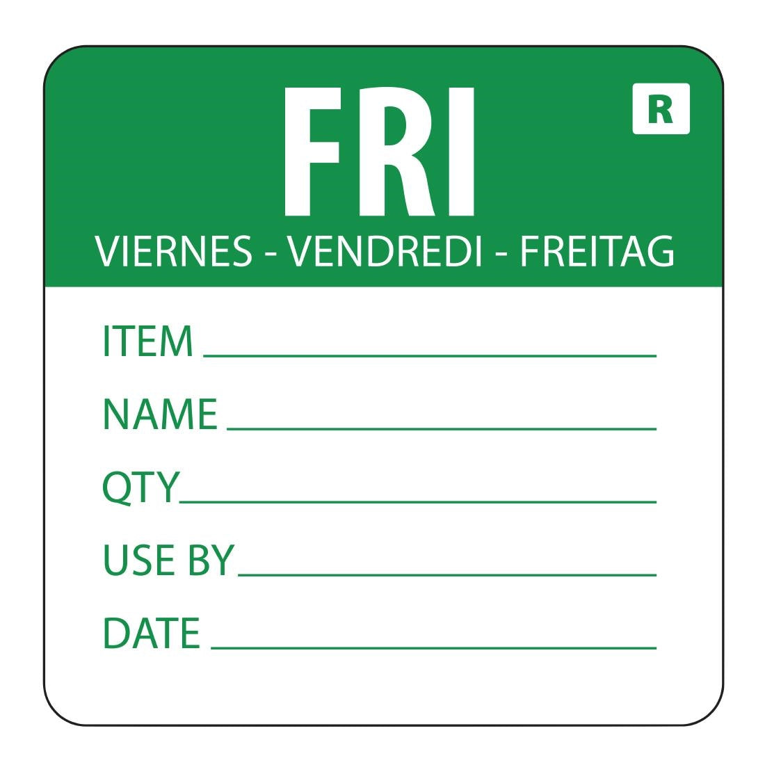 Hygiplas Removable Day of the Week Label Friday (500 Pack) (Pack of 500) • PAS-L070