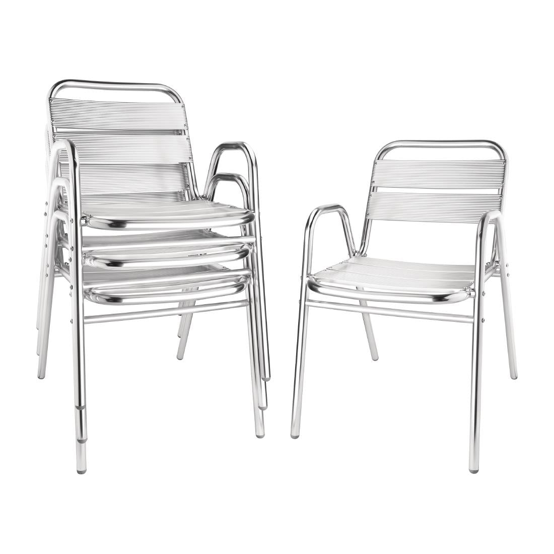 Bolero Aluminium Stacking Chairs Arched Arms (4 Pack) (Pack of 4) • PAS-U501