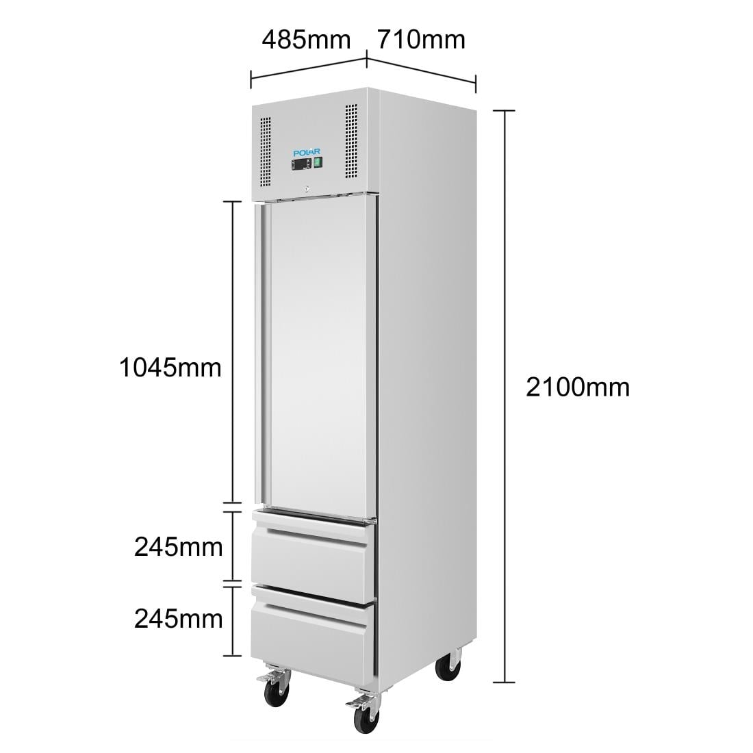 Polar G-Series Single Door and 2 Drawer Slimline GN Cabinet Freezer • PAS-UA116-A