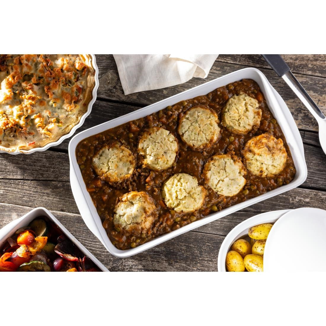 Olympia Whiteware Oblong Roasting Dishes 395 x 219mm (6 Pack) • PAS-W417