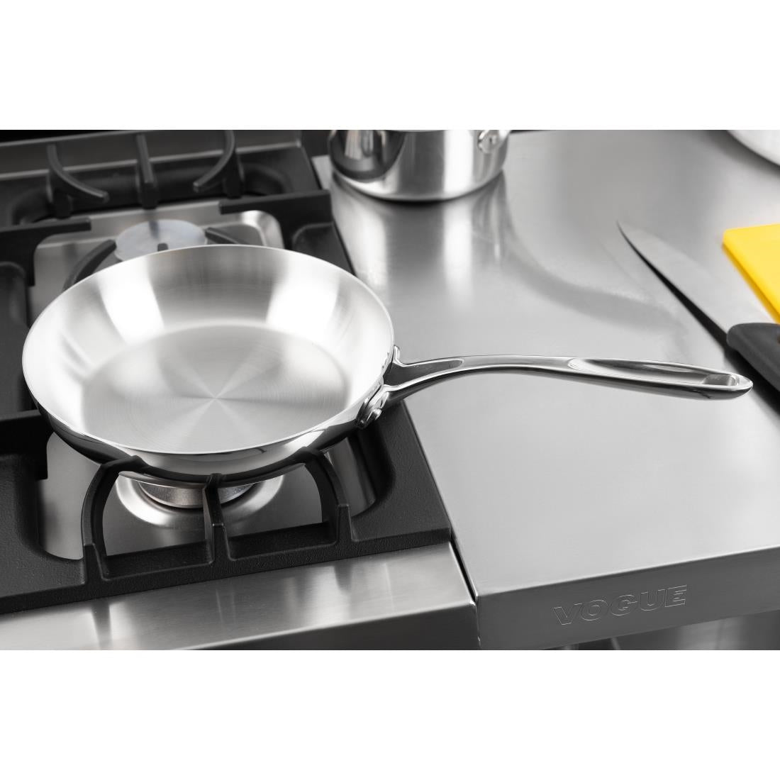 Vogue Stainless Steel & Aluminium Tri-Wall Frying Pan 240mm • PAS-Y320