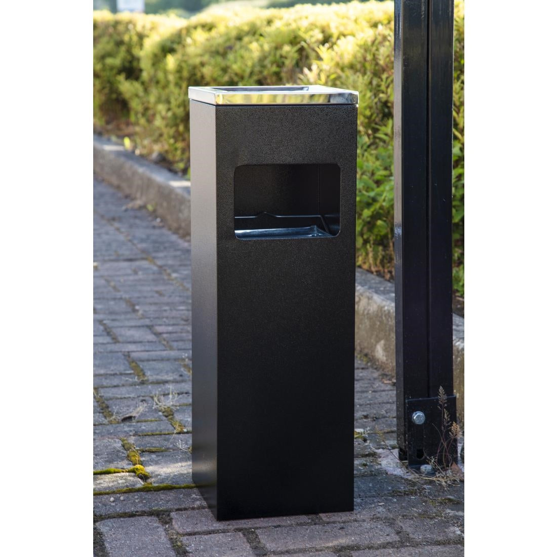 Bolero Square Cigarette Bin 10Ltr (Removable Ashtray | Material: 201 Stainless Steel | Size: 600(H)x200(W)x200(D)mm) • PAS-Y812