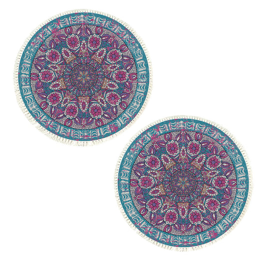 SOGA 2X 120cm Mandala Area Rug for Living Room Lounge, Bedroom, Anti-slip Doormat, Home Decor • LUZ-CarpetYH02LgeX2