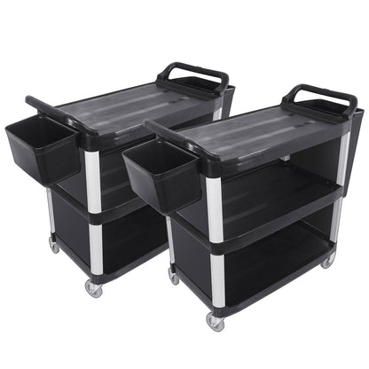SOGA 2X 3 Tier Covered Food Trolley Food Waste Cart Storage Mechanic Kitchen with Bins • LUZ-FoodCart1515WithBinsX2