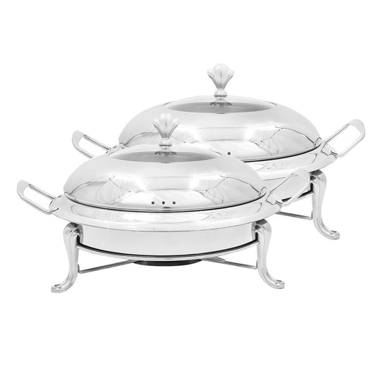 SOGA 2X Stainless Steel Round Buffet Chafing Dish Cater Food Warmer Chafer with Glass Top Lid • LUZ-ChafingDishSoupSilverX2