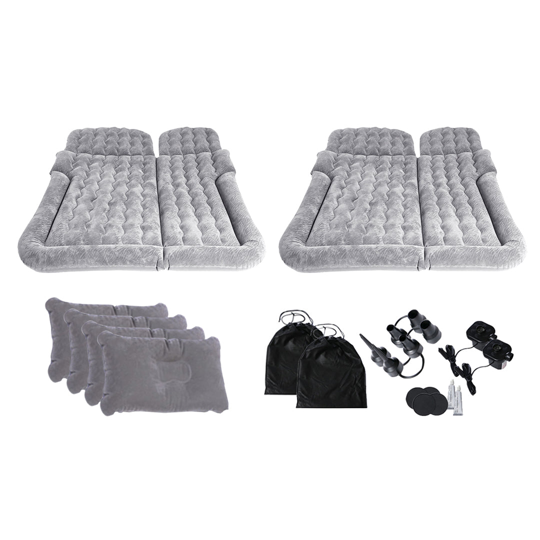 SOGA 2X Grey Inflatable Car Boot Mattress Portable Camping Air Bed Travel Sleeping Essentials • LUZ-CarMat014X2