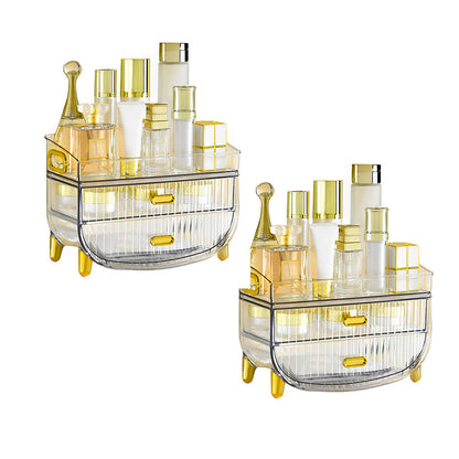 SOGA 2X 3 Tier Transparent Multifunctional Countertop Cosmetic Storage Makeup Skincare Holder Jewelry Cabinet Bathroom Desk Drawer Vanity Organiser • LUZ-BathC123X2