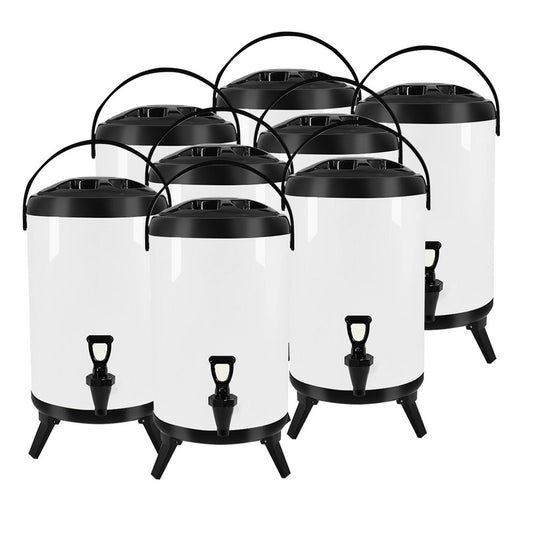 SOGA 8X 14L Stainless Steel Insulated Milk Tea Barrel Hot and Cold Beverage Dispenser Container with Faucet White • LUZ-VICDispenser14LWHTX8