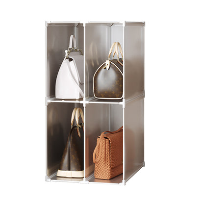 SOGA 2 Tier Multifunctional PP Plastic Bag Box Portable Cubby DIY Storage Shelves Stackable Handbag Purse Organiser • LUZ-BagBox004