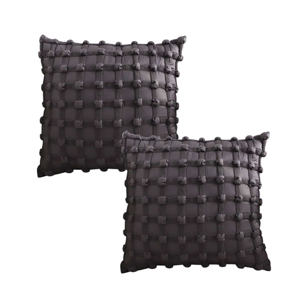 SOGA 2X 50cm Black Medieval-style Puff Rivet Square Product Throw Pillow • LUZ-FrenchCushion214X2