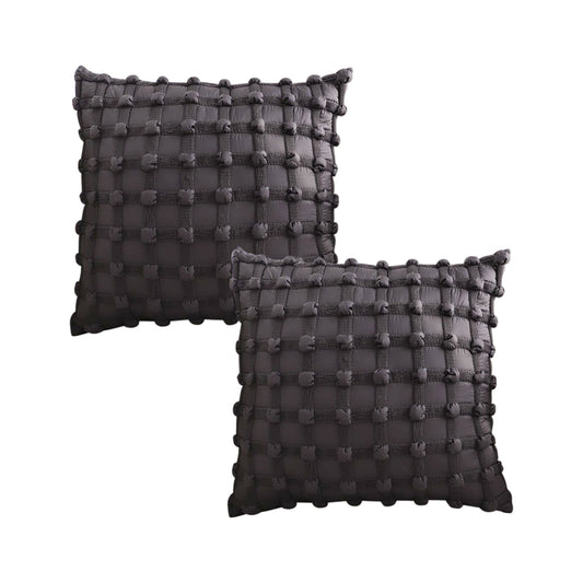 SOGA 2X 50cm Black Medieval-style Puff Rivet Square Product Throw Pillow • LUZ-FrenchCushion214X2