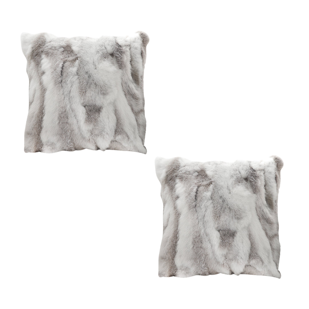 SOGA 2X 45cm Throw Pillow Floral Gray Rabbit Fur Square Warm Cozy Decorative Cushion Home Decor • LUZ-FrenchCushion312X2
