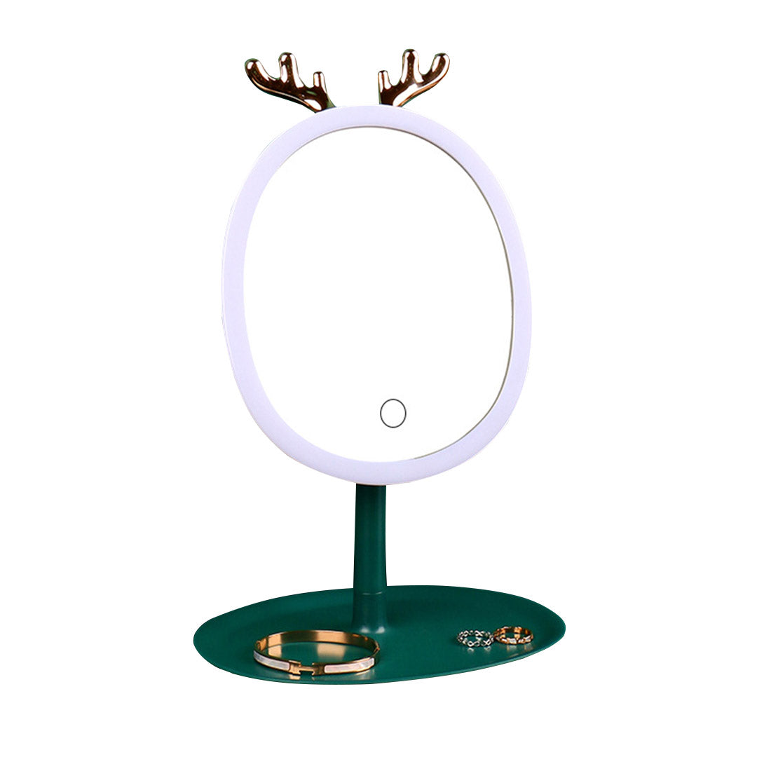 SOGA Green Antler LED Light Makeup Mirror Tabletop Vanity Home Decor • LUZ-BathG534