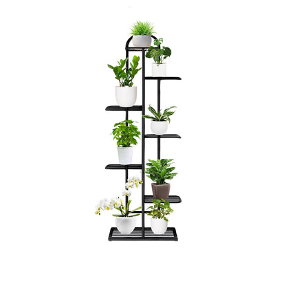 SOGA 7 Tier 8 Pots Black Metal Plant Stand Flowerpot Display Shelf Rack Indoor Home Office Decor • LUZ-FPotH05