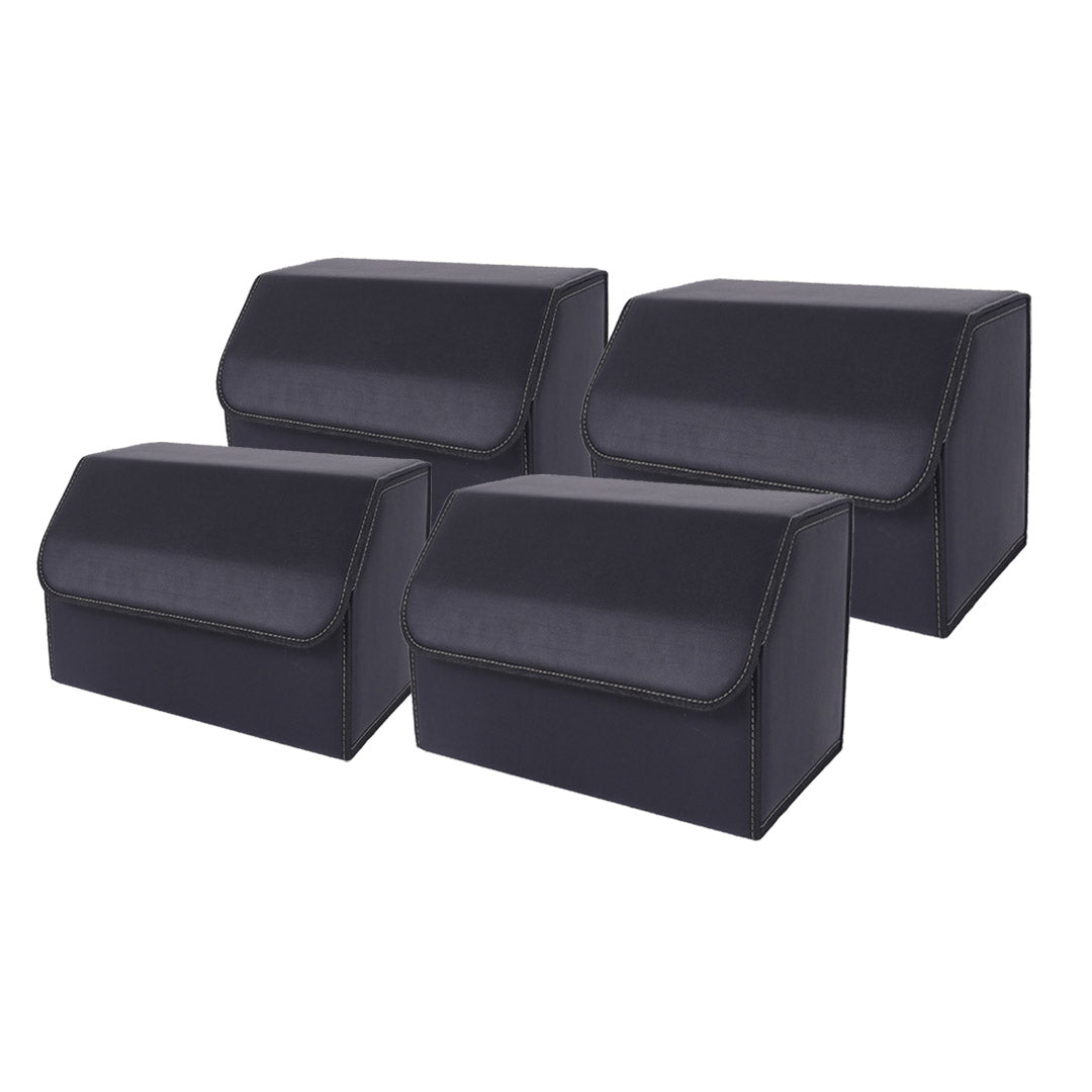 SOGA 4X Leather Car Boot Collapsible Foldable Trunk Cargo Organizer Portable Storage Box Black Medium • LUZ-StorageBLKMedX4