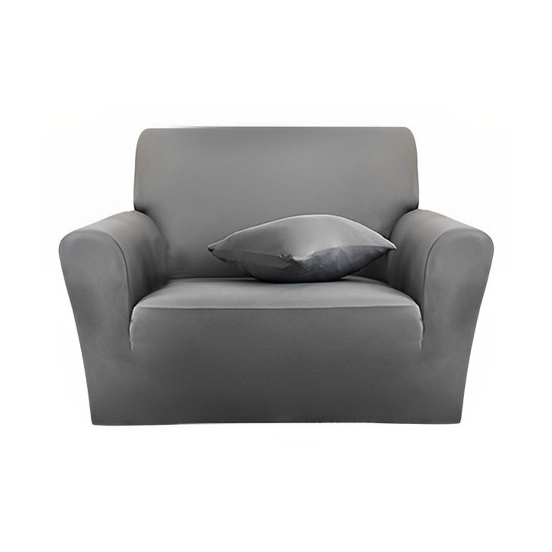 SOGA 1-Seater Grey Sofa Cover Couch Protector High Stretch Lounge Slipcover Home Decor • LUZ-SofaCov209