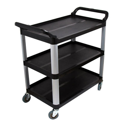 SOGA 3 Tier Food Trolley Food Waste Cart Storage Mechanic Kitchen Black Large • LUZ-FoodCartRubbishL