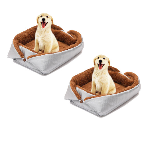 SOGA 2X Silver Dual-purpose Cushion Nest Cat Dog Bed Warm Plush Kennel Mat Pet Home Travel Essentials • LUZ-CarPetBag04X2