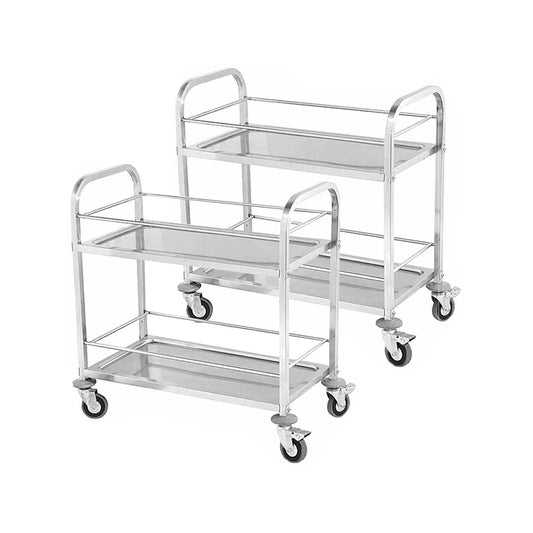 SOGA 2X 2 Tier 85x45x90cm Stainless Steel Drink Wine Food Utility Cart Medium • LUZ-FoodCart1205X2
