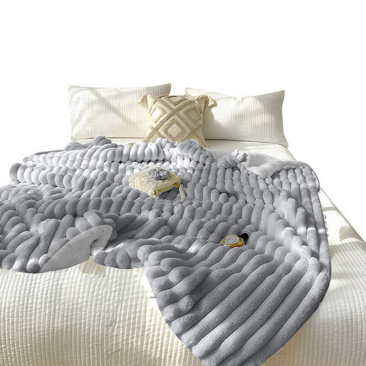 SOGA 150x200cm Throw Blanket Smoke Gray Premium Milk Velvet Luxuriously Soft Cozy Bedding • LUZ-BlanketFur349