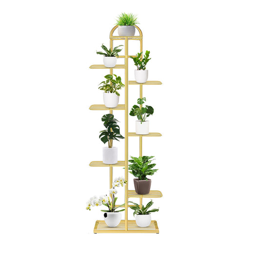 SOGA 8 Tier 9 Pots Gold Metal Plant Stand Flowerpot Display Shelf Rack Indoor Home Office Decor • LUZ-FPotH16