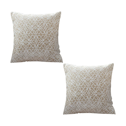 SOGA 2X 50cmThrow Pillow White and Beige Geometric Pattern Accent for Home Decor • LUZ-FrenchCushion337X2