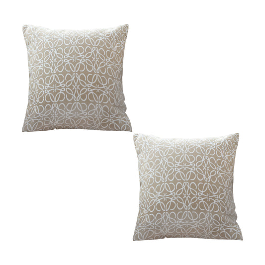 SOGA 2X 50cmThrow Pillow White and Beige Geometric Pattern Accent for Home Decor • LUZ-FrenchCushion337X2