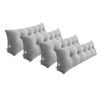 SOGA 4X 120cm Silver Triangular Wedge Bed Pillow Headboard Backrest Bedside Tatami Cushion Home Decor • LUZ-PillowFab120SilverX4