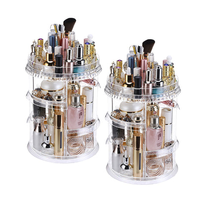 SOGA 2X 360 Degree Rotating Makeup Organiser Cosmetics Holder Display Stand Skincare Home Decor • LUZ-BathC105X2