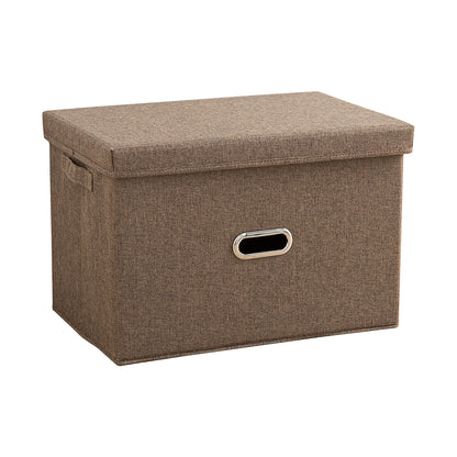 SOGA Coffee Medium Foldable Canvas Storage Box Cube Clothes Basket Organiser Home Decorative Box • LUZ-SBox010