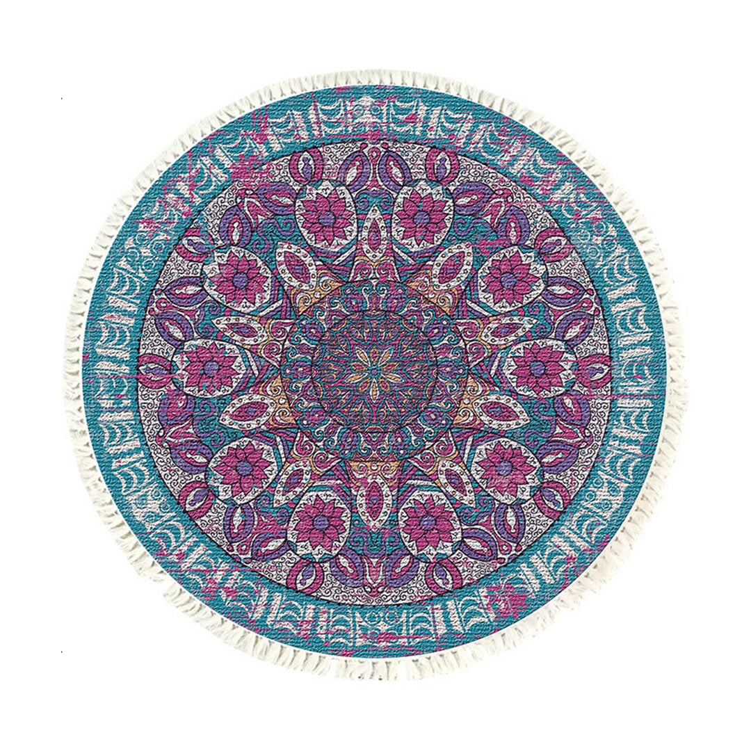 SOGA 120cm Mandala Area Rug for Living Room Lounge, Bedroom, Anti-slip Doormat, Home Decor • LUZ-CarpetYH02Lge