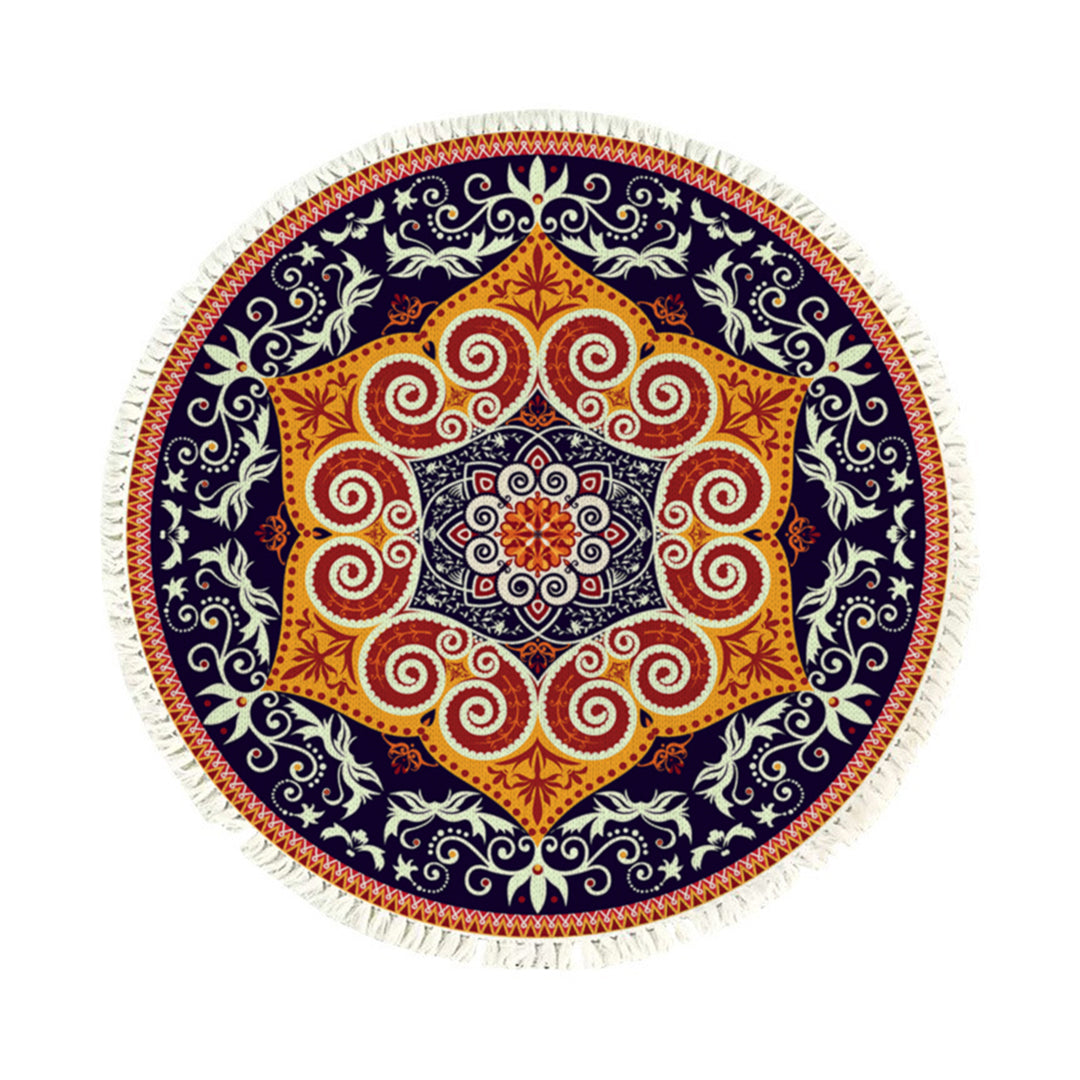 SOGA 90cm Round Mandala Ethnic Style Round Carpet, Anti-slip Doormat, Home Decor • LUZ-CarpetRAG7