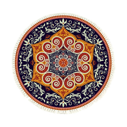 SOGA 90cm Round Mandala Ethnic Style Round Carpet, Anti-slip Doormat, Home Decor • LUZ-CarpetRAG7