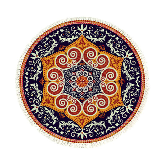 SOGA 90cm Round Mandala Ethnic Style Round Carpet, Anti-slip Doormat, Home Decor • LUZ-CarpetRAG7