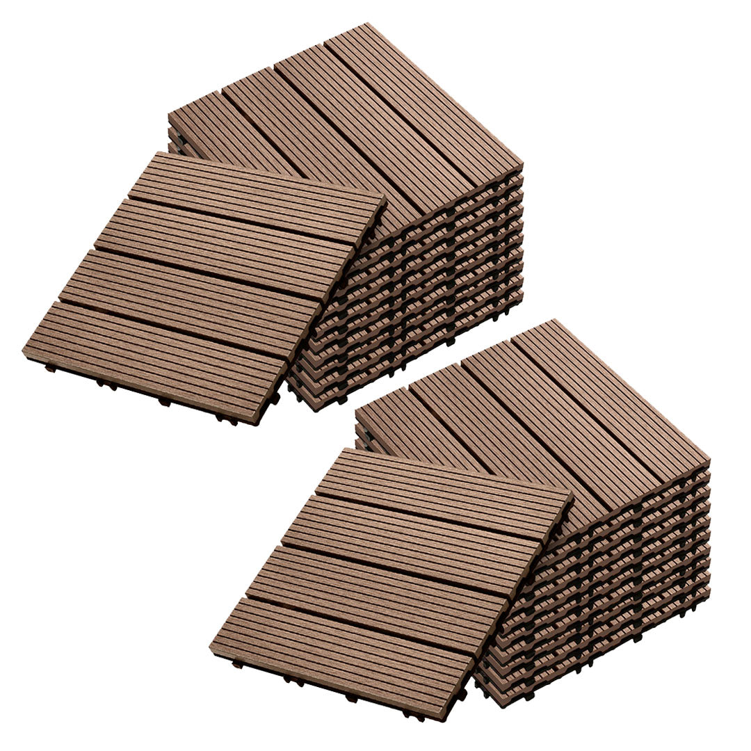 SOGA 2X 11 pcs Light Chocolate DIY Wooden Composite Decking Tiles Garden Outdoor Backyard Flooring Home Decor • LUZ-Deck7004X2