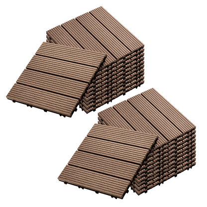 SOGA 2X 11 pcs Light Chocolate DIY Wooden Composite Decking Tiles Garden Outdoor Backyard Flooring Home Decor • LUZ-Deck7004X2