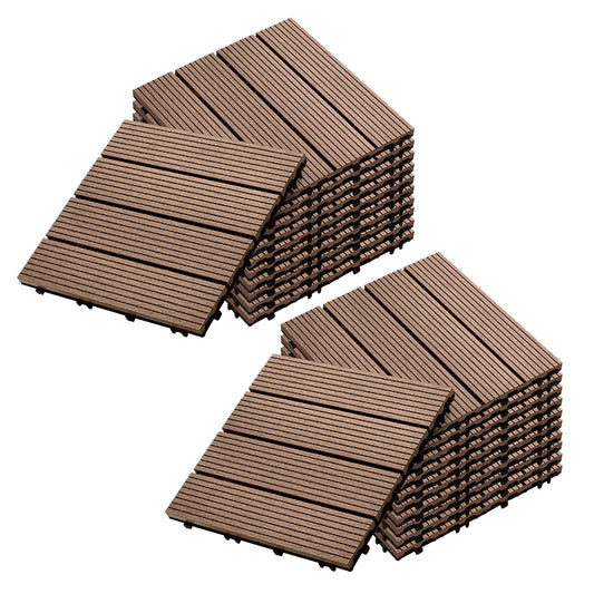 SOGA 2X 11 pcs Light Chocolate DIY Wooden Composite Decking Tiles Garden Outdoor Backyard Flooring Home Decor • LUZ-Deck7004X2