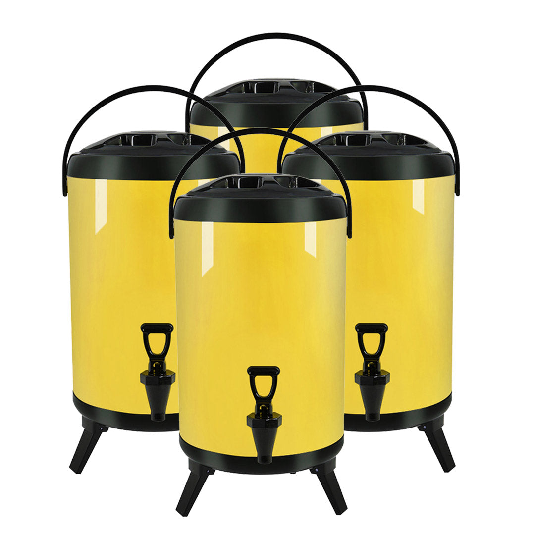 SOGA 4X 16L Stainless Steel Insulated Milk Tea Barrel Hot and Cold Beverage Dispenser Container with Faucet Yellow • LUZ-VICDispenser16LYELX4