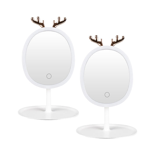 SOGA 2X White Antler LED Light Makeup Mirror Tabletop Vanity Home Decor • LUZ-BathG533X2