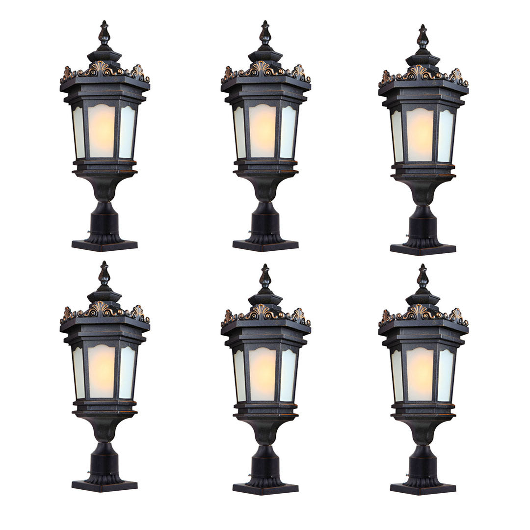 Vintage Lamp 6X 72cm Lantern Stand Elegant Aluminum & Glass Outdoor Light Antique Style Exterior Fixture • LUZ-Lamp320StandX6