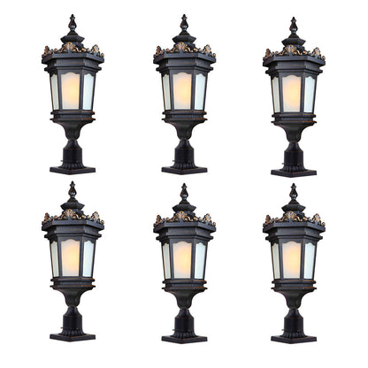Vintage Lamp 6X 72cm Lantern Stand Elegant Aluminum & Glass Outdoor Light Antique Style Exterior Fixture • LUZ-Lamp320StandX6